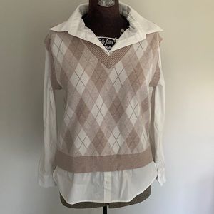 Mock sweater vest/shirt look top, size M , (103)